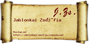 Jablonkai Zsófia névjegykártya
