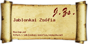 Jablonkai Zsófia névjegykártya